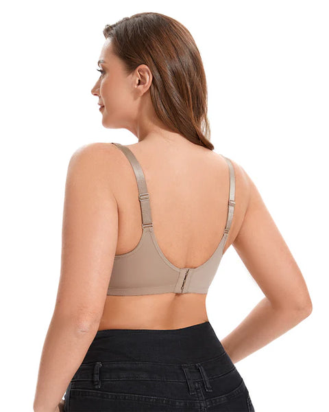 Oropeel Curvy Double Layered Minimizer Wired Bra with Lace Touch-BEIGE