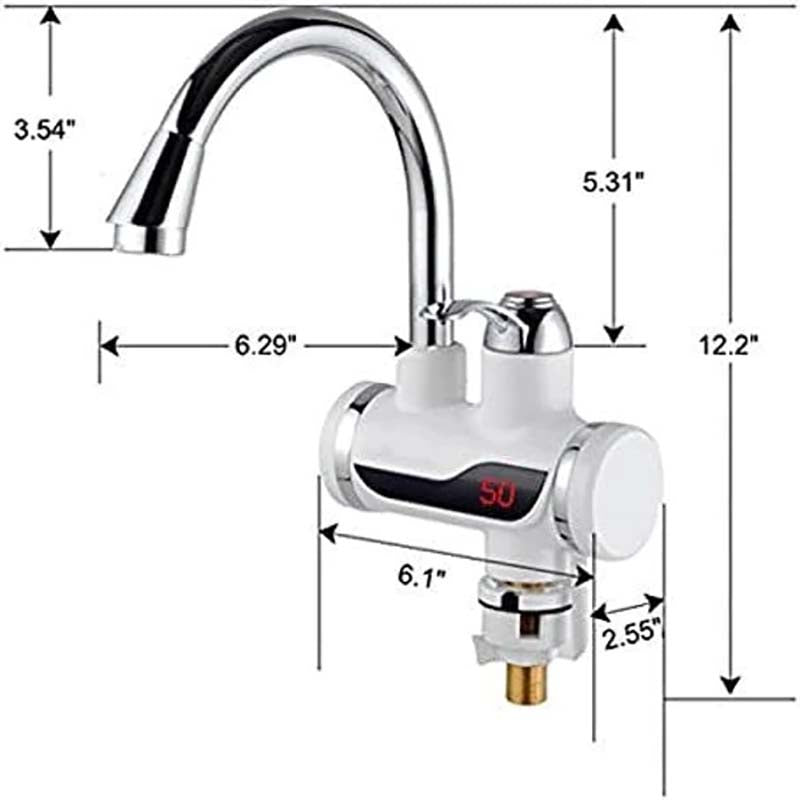 Electric Water Heating Tap Temperature Display With Shower